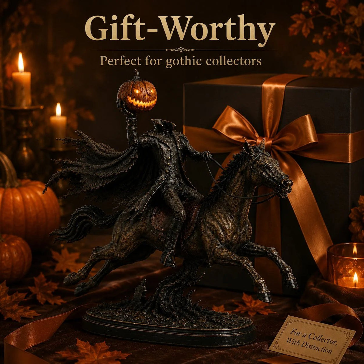 Gift-worthy Halloween Headless Horseman statue collector present